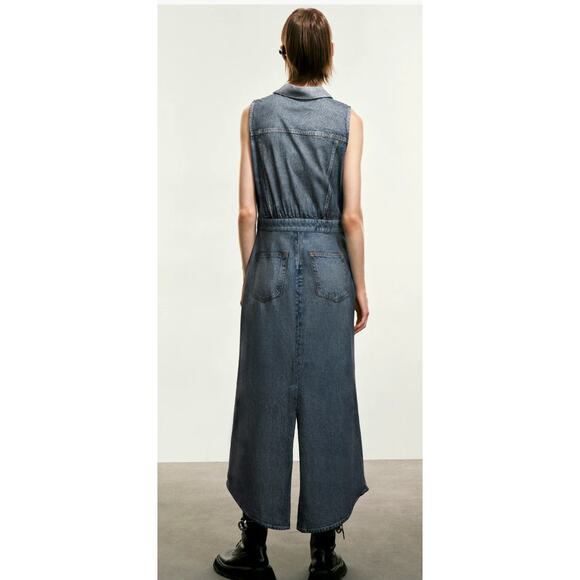 Urban Revivo Split Hem Sleeveless Denim Dress Blue Womens 8 New Jean - Picture 3 of 15